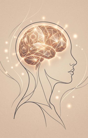 Abstract line art illustration depicting cognitive psychology and human self-perception.
