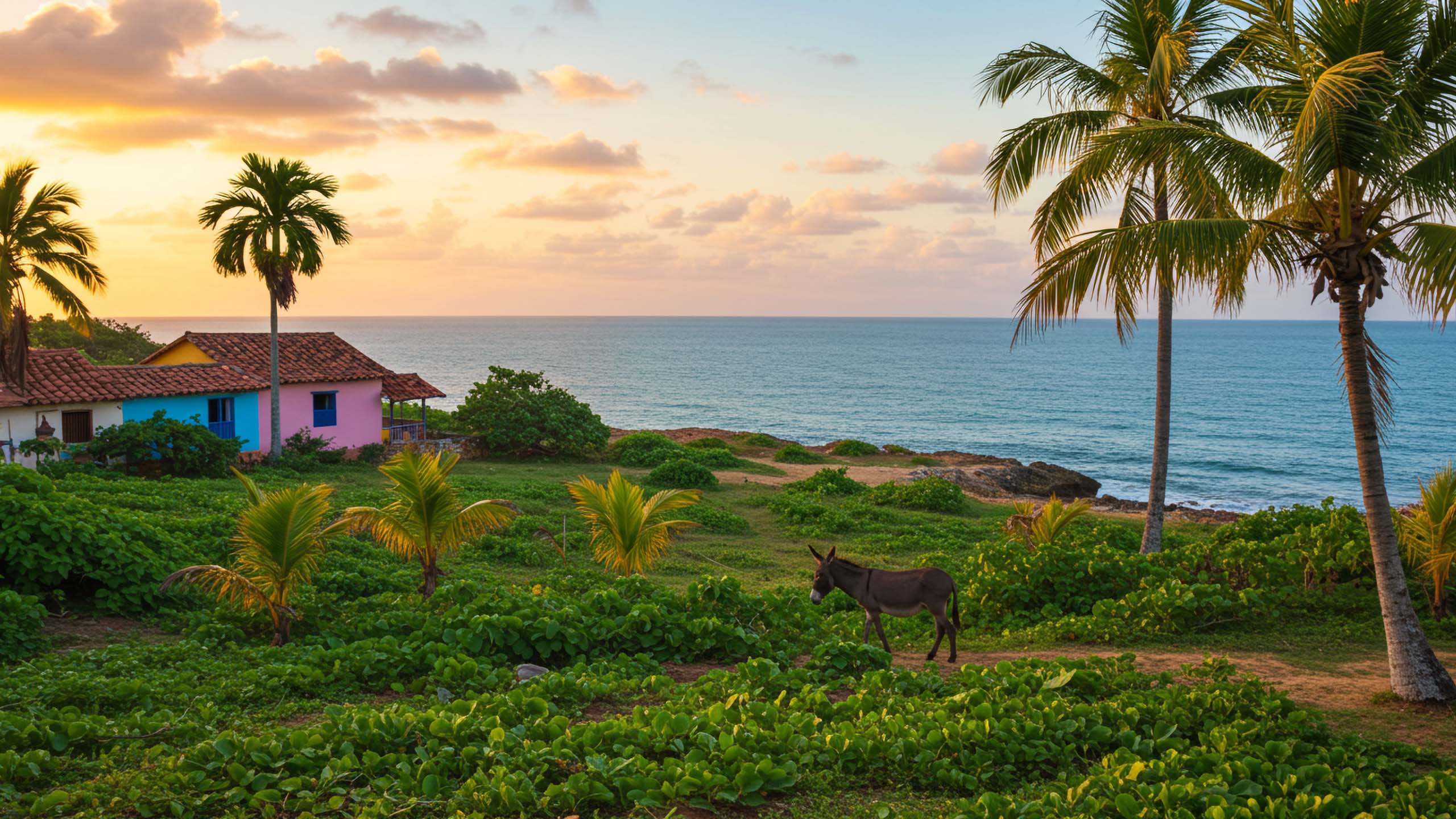 Rural Cartagena landscape with donkey