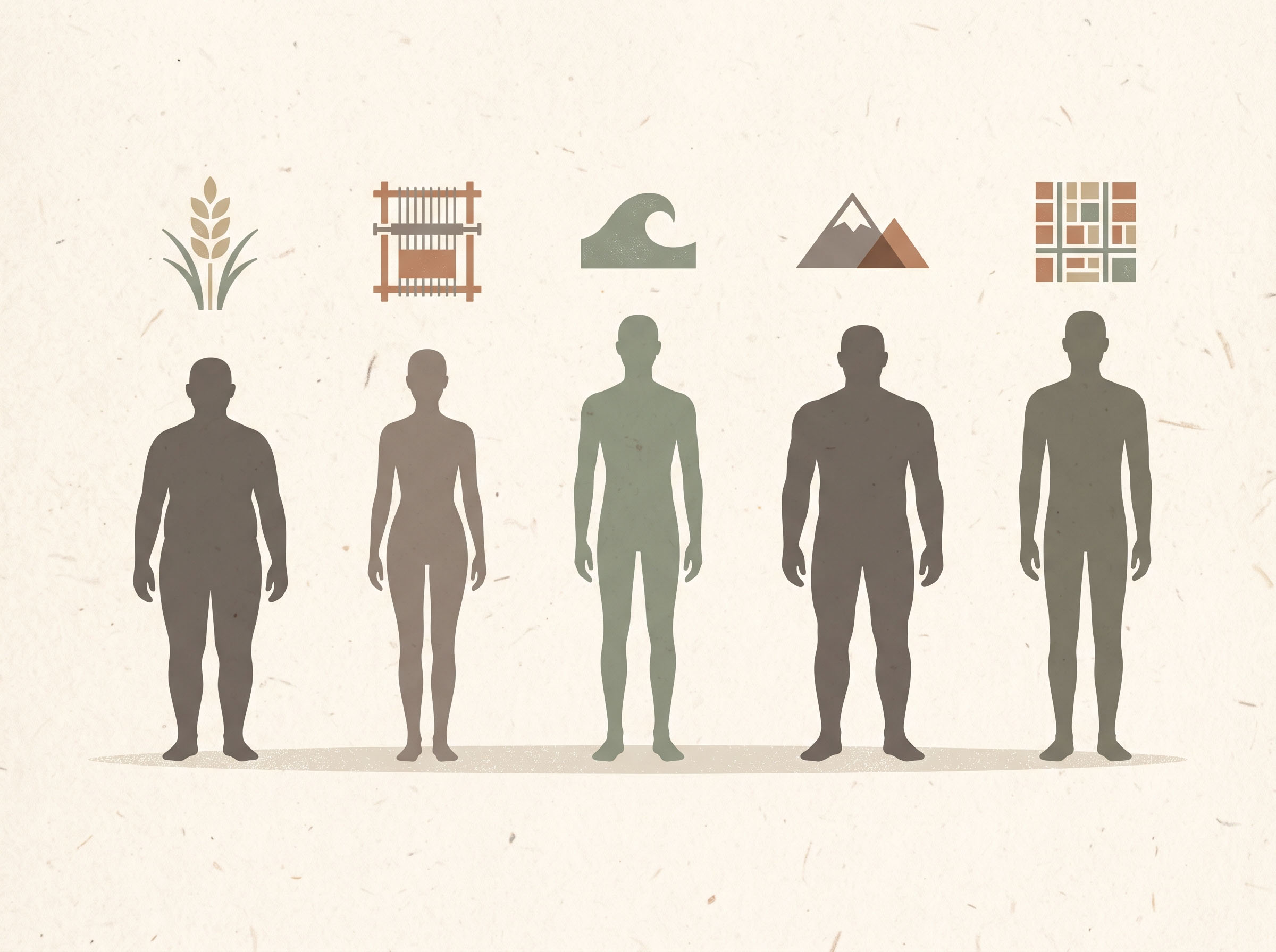 Comparative illustration showing how different societies across history have defined typical and admired body proportions