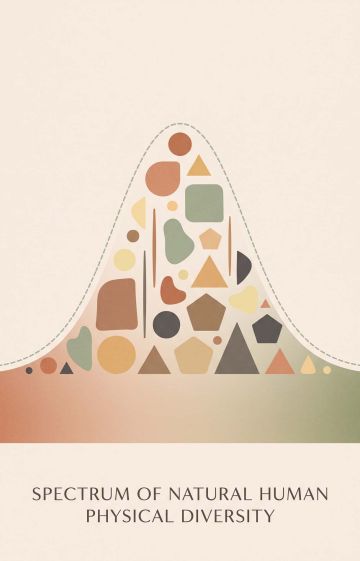 Minimalist geometric graphic representing natural anatomical variation along a spectrum.