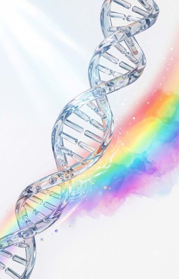 Abstract artistic DNA strand illustration representing unique genetic and biological facts.