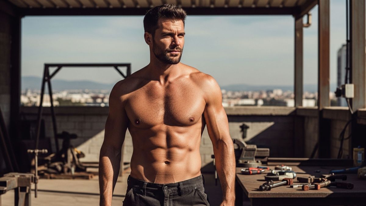 Confident masculine man outdoors building self-assurance regardless of penis size