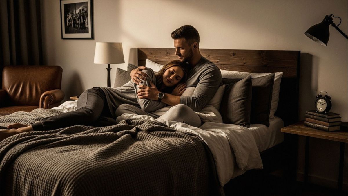 Male and female couple sharing a relaxed intimate moment